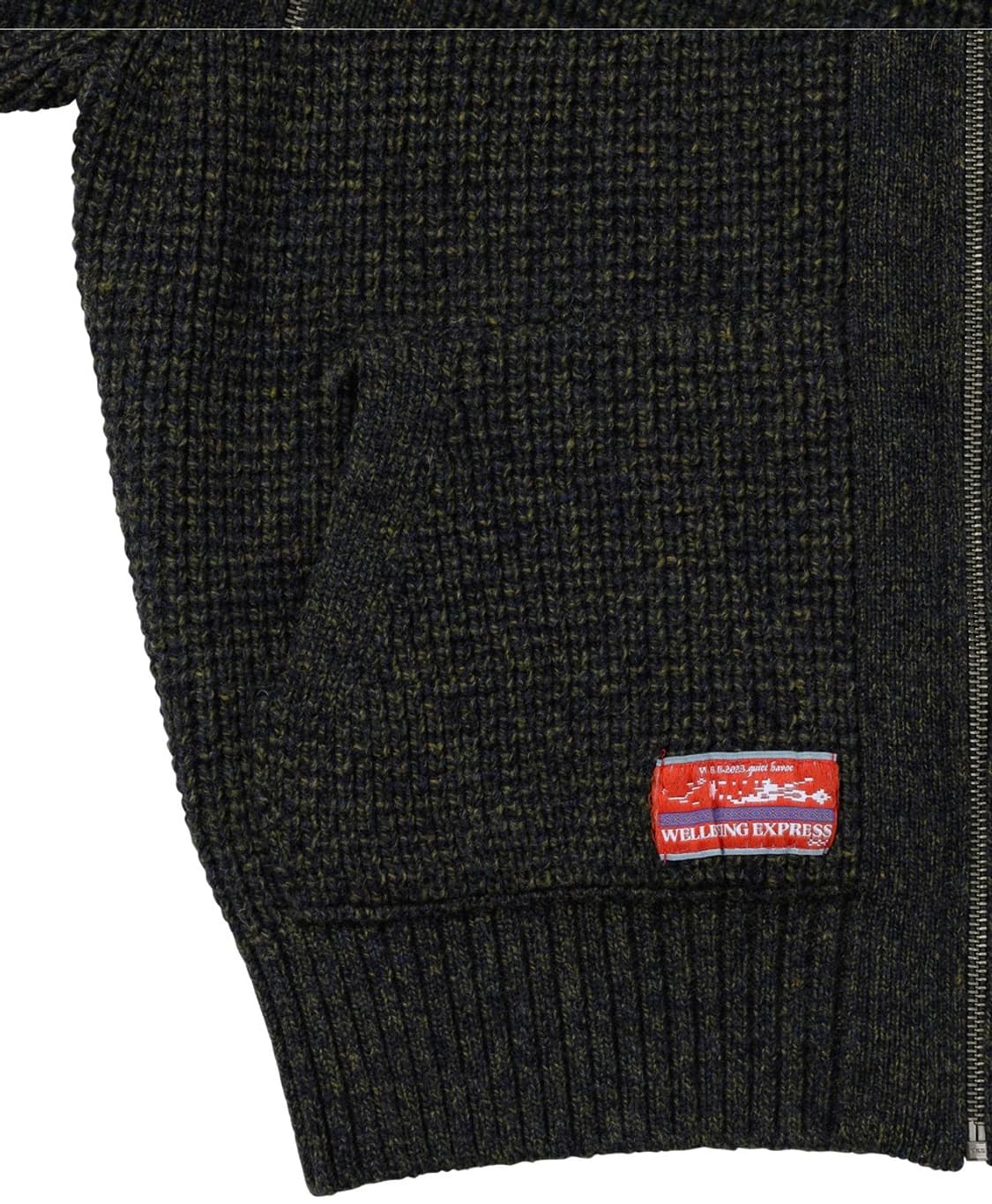 웰빙익스프레스 와플 니트 집업 카키 상품이미지2