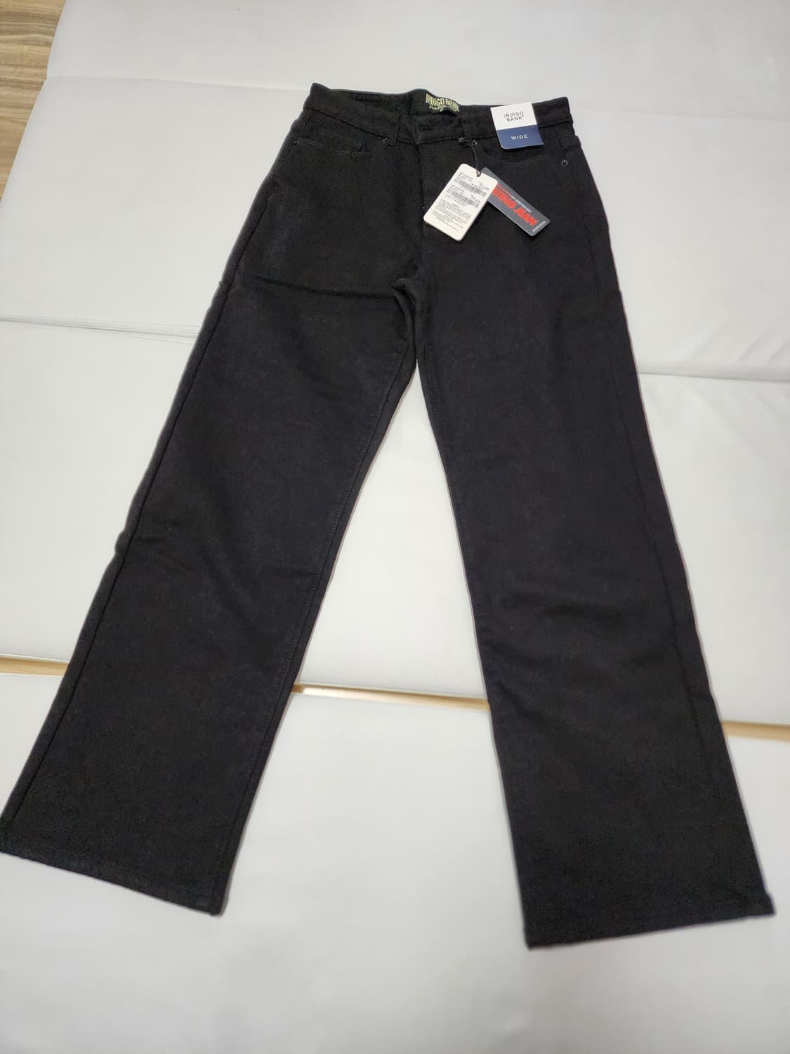 인디고뱅크벨벳본딩기모와이드블랙진30사이즈 상품이미지1