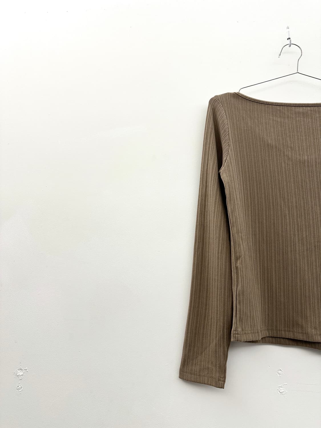 Ribbed back ribbon top / beige 상품이미지3
