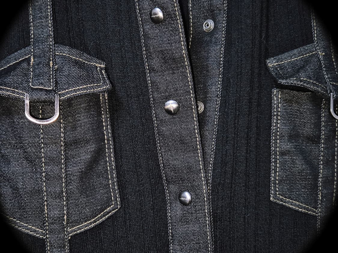 Vintage 01 Black knit Mix denim ops 상품이미지3