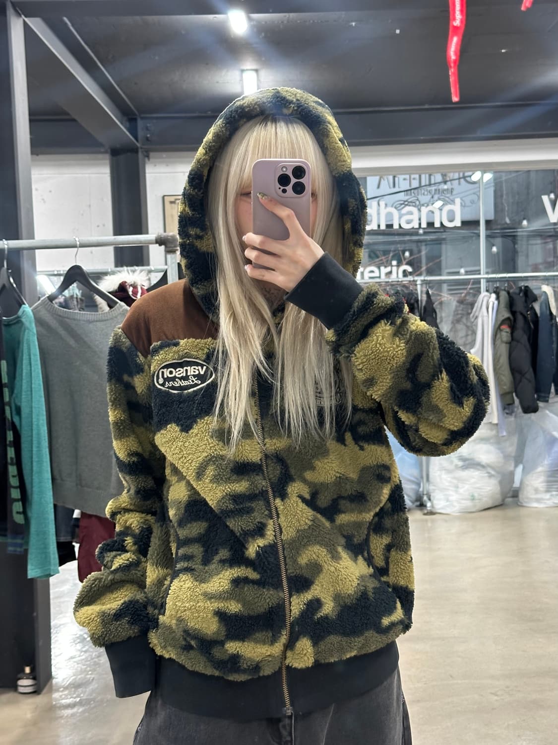 벤슨 카모플라쥬 플리스 후드 집업 자켓 상품이미지2