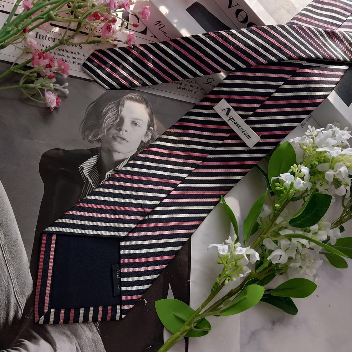 아쿠아스큐텀 실크 스트라이프 넥타이 9.5cm A+등급 K1987
 상품이미지5