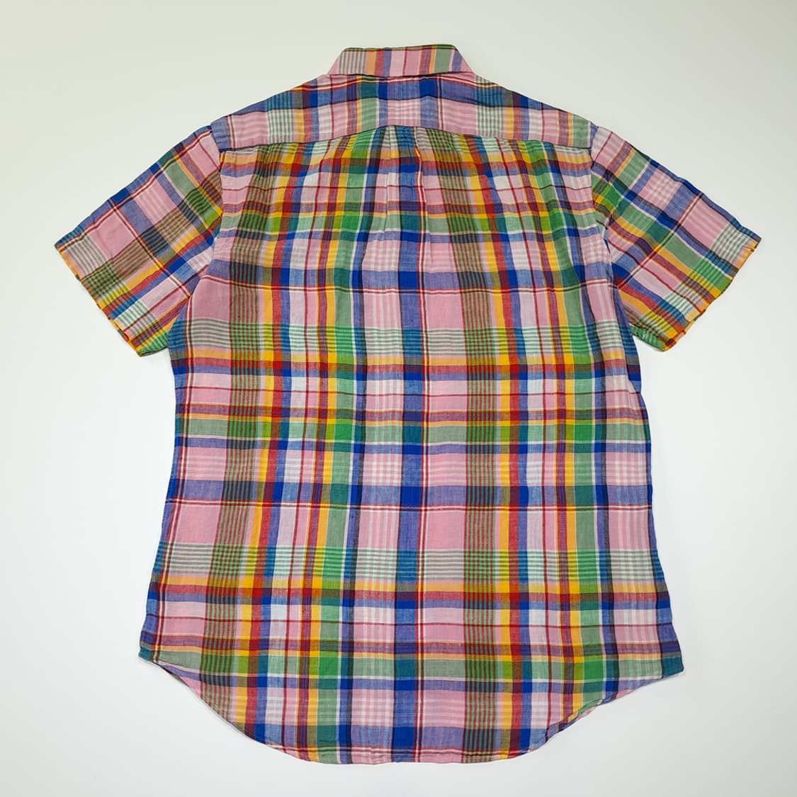 CK042 M 폴로 90s 린넨 핑크블루 마드라스체크 반팔 셔츠 남방 상품이미지6