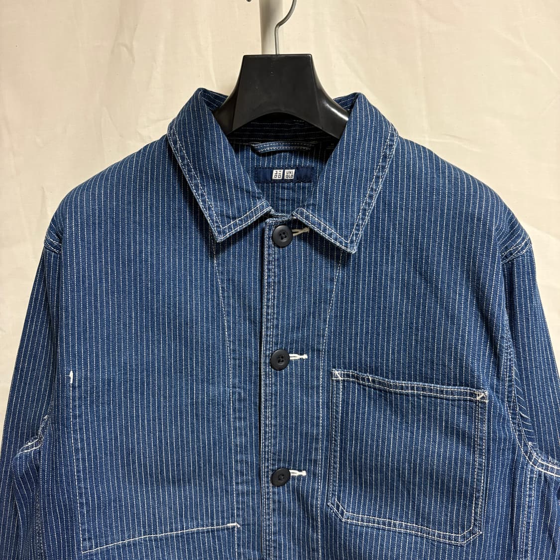 유니클로 히코리 데님 스트라이프 워크자켓 / 블루, M 상품이미지2
