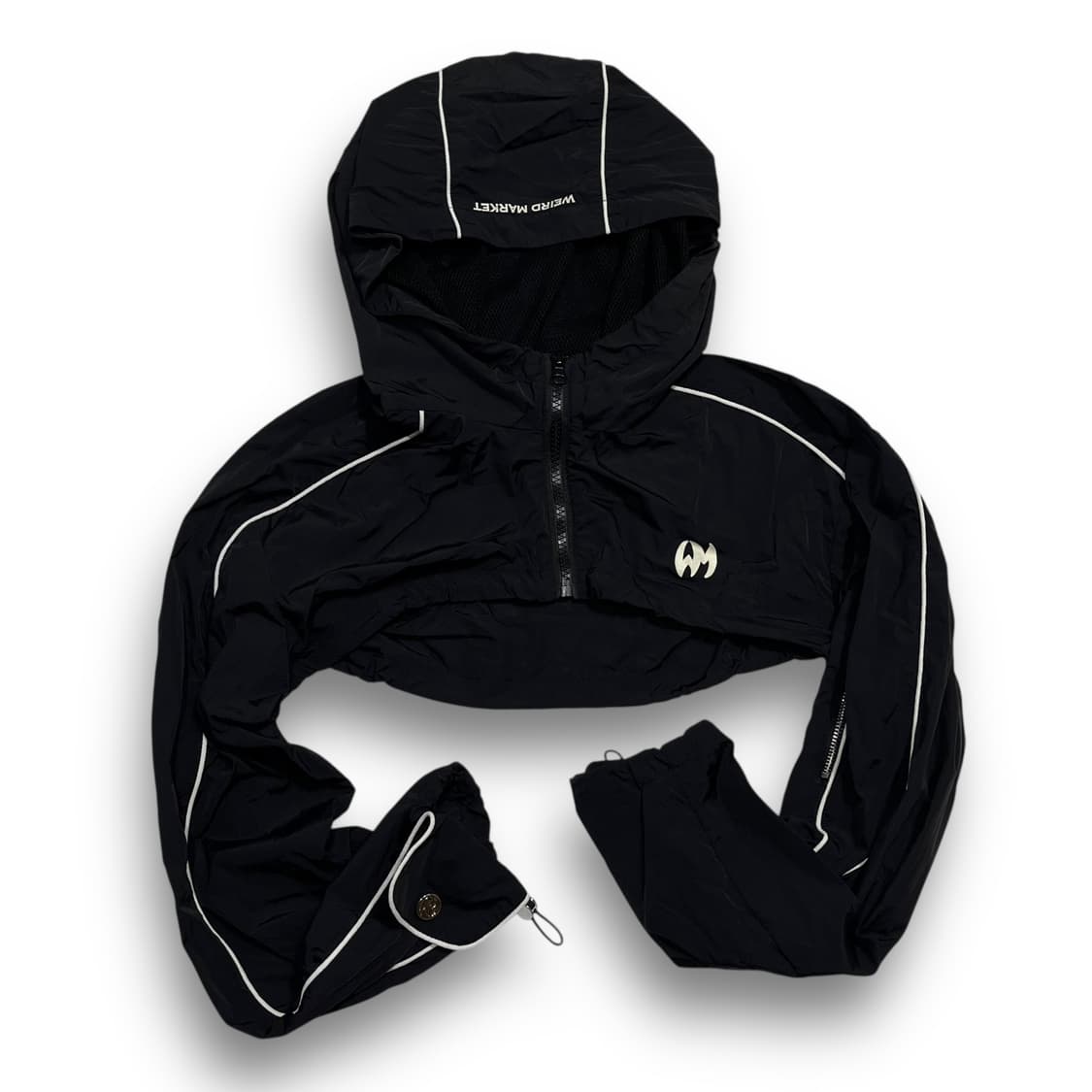 위어드 마켓 후면 빅 로고 크롭 나일론 후디 윈드브레이커 상품이미지3