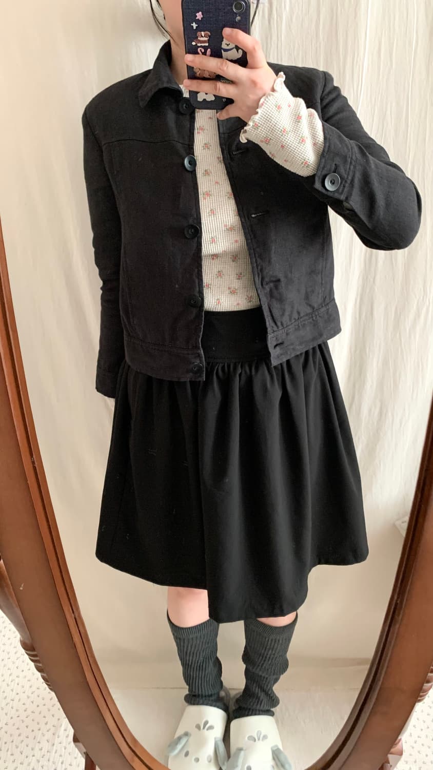 블랙 린넨 크롭 자켓 상품이미지5