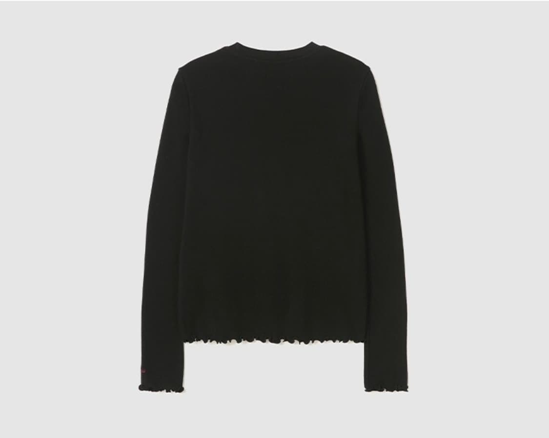 ANDYOU 앤유 헤닝 베이직 티셔츠 블랙 소매 프릴 긴팔티 상품이미지2