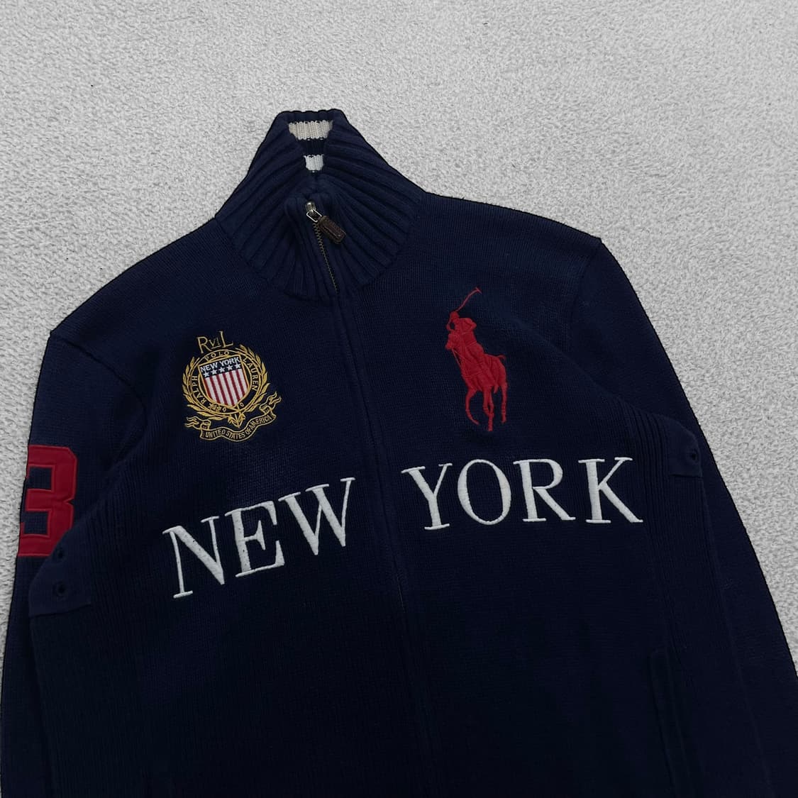 폴로 랄프로렌 치프키프 빅포니 뉴욕 니트 집업 네이비 상품이미지5