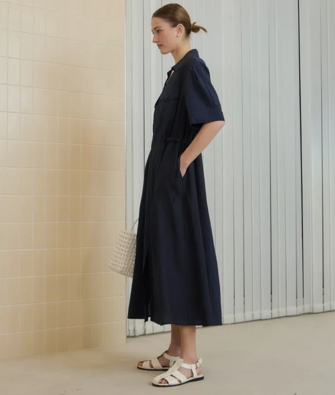 쥬시쥬디 25ss 우븐믹스 집업 롱원피스 66사이즈 상품이미지4