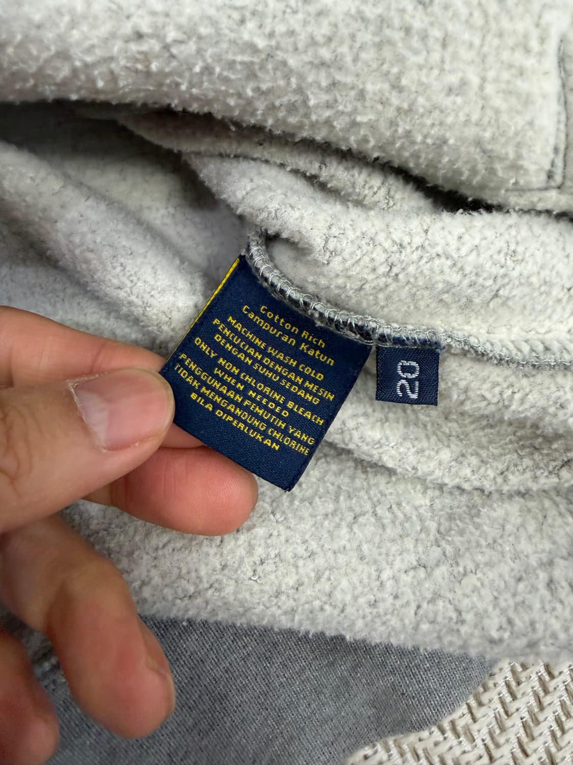 정품) 폴로랄프로렌 그레이 기모 후드집업 XL 상품이미지7