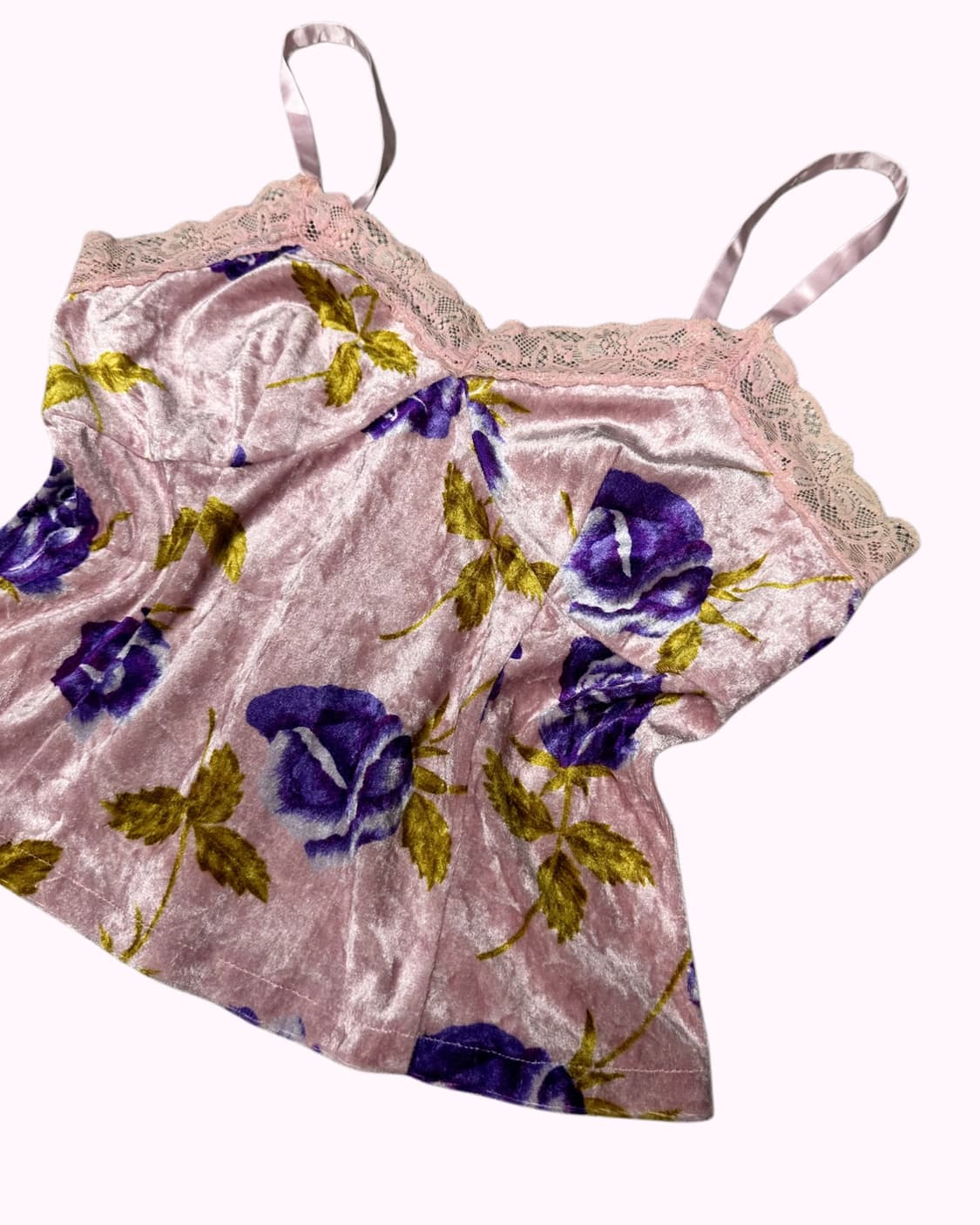 pink velvet lace top 상품이미지2