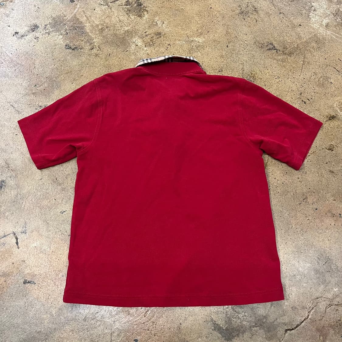 [정품/XS] 버버리 레드 체크 카라 반팔 폴로티 b17 상품이미지3