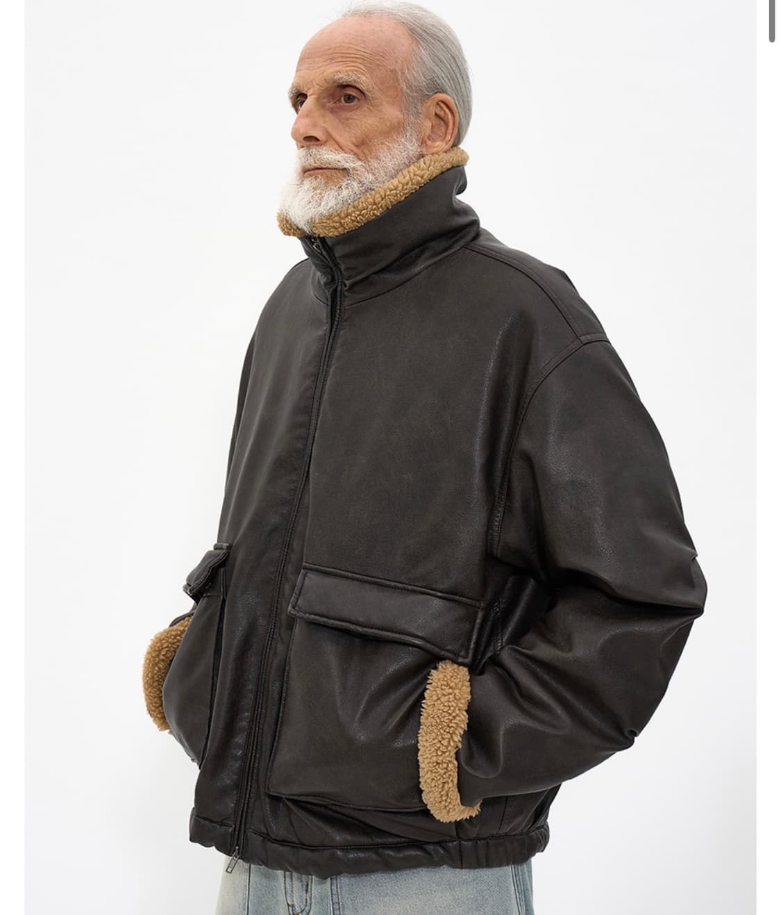 파르티멘토 레더 보아 플리스 무톤 자켓 브라운 상품이미지3