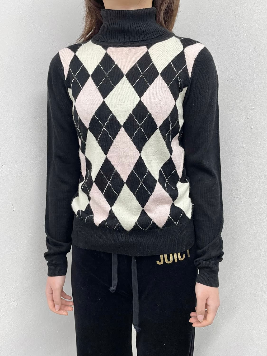 갸루 프레피 아가일 니트 상품이미지2