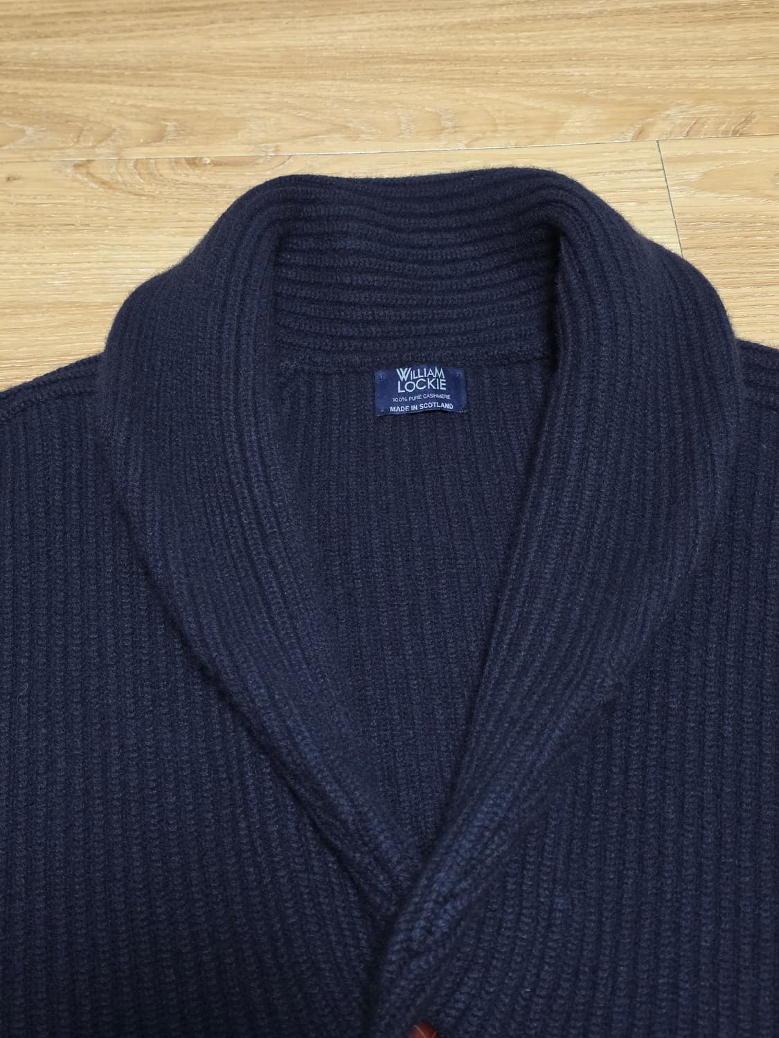 44size택포80만)25fw윌리엄로키 캐시미어 숄카라 가디건 네이비 상품이미지2