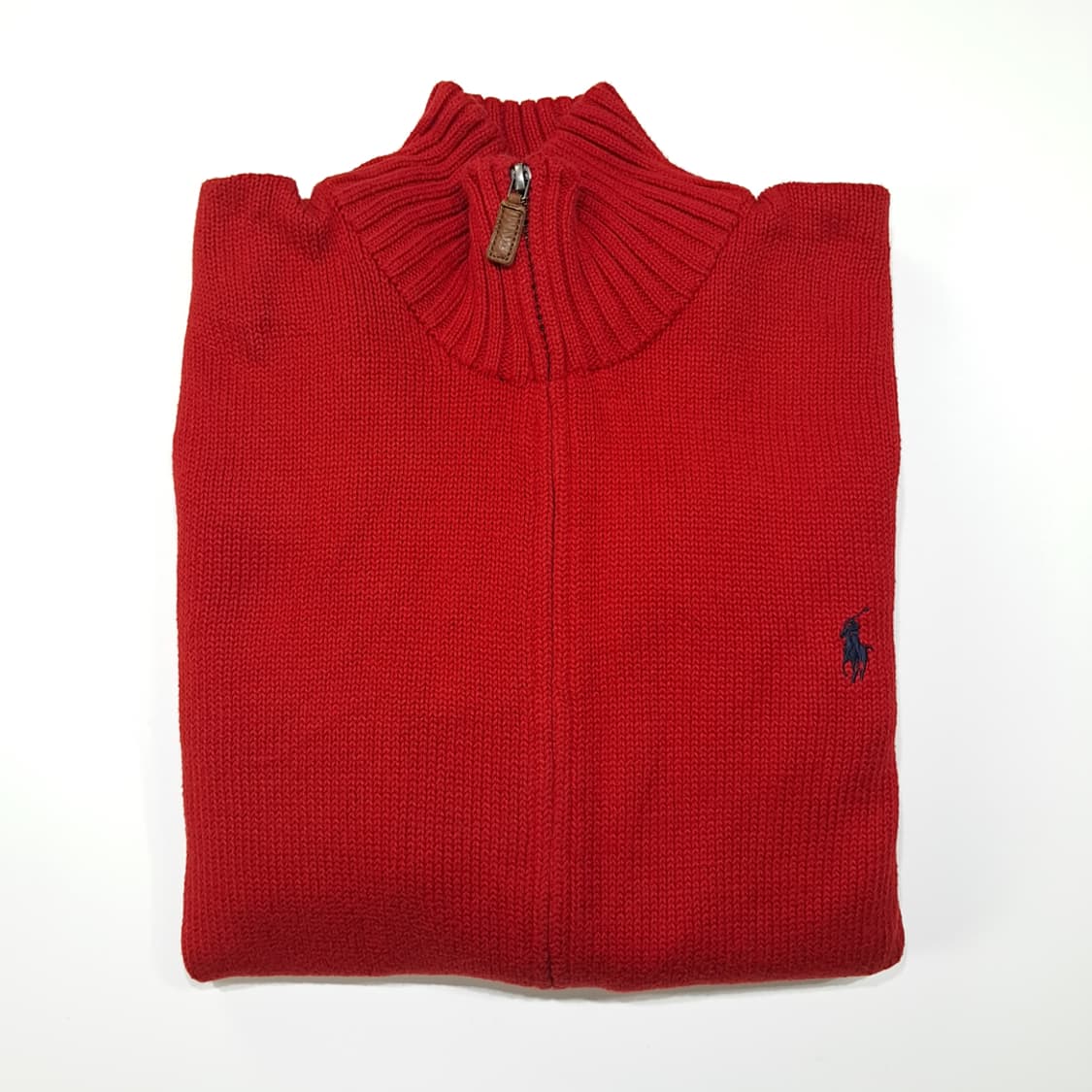 CL028 폴로 코튼 레더풀러 네이비포니 레드 풀집업 니트 스웨터 상품이미지9