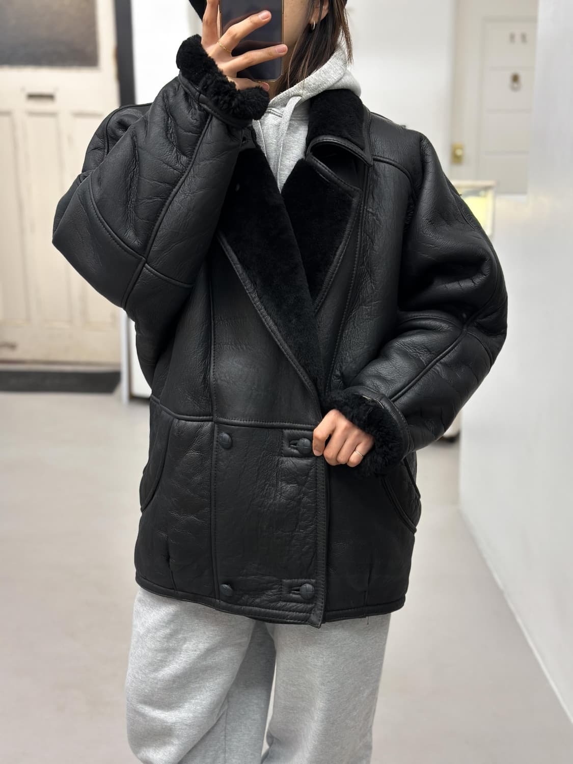 블랙 시어링 무통 자켓 상품이미지6