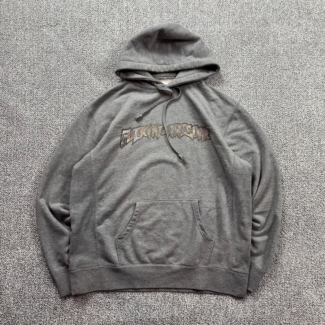 퍼킹어썸 빅로고 그레이 후드티 상품이미지1