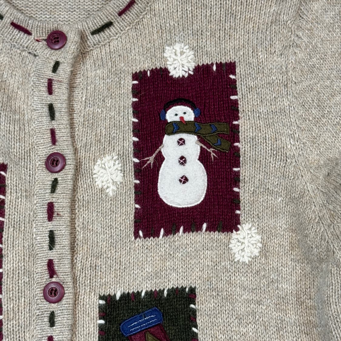 S) Croft & Barrow 앙고라 혼방 눈사람 자수 가디건 상품이미지4