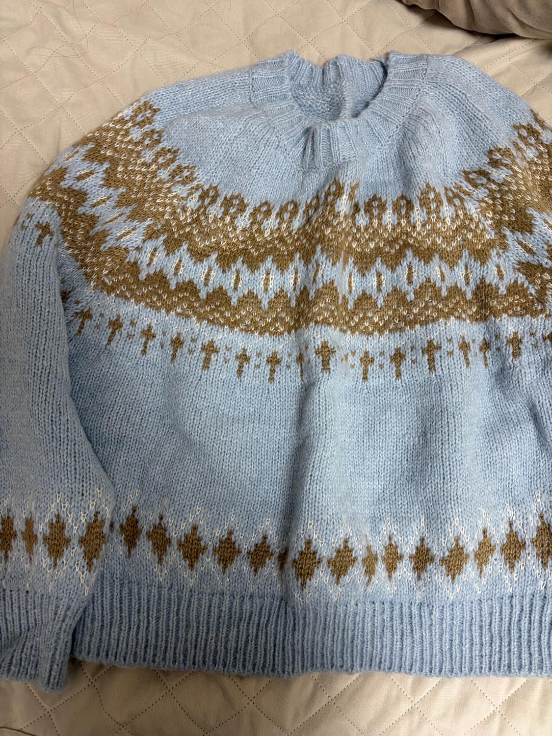 하늘색 노르딕 겨울 니트 상품이미지1