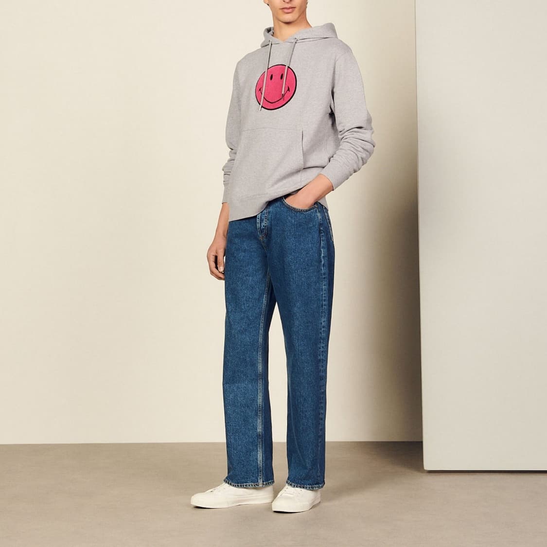 (L) 산드로옴므 SMILEY 그레이 후드티 상품이미지3