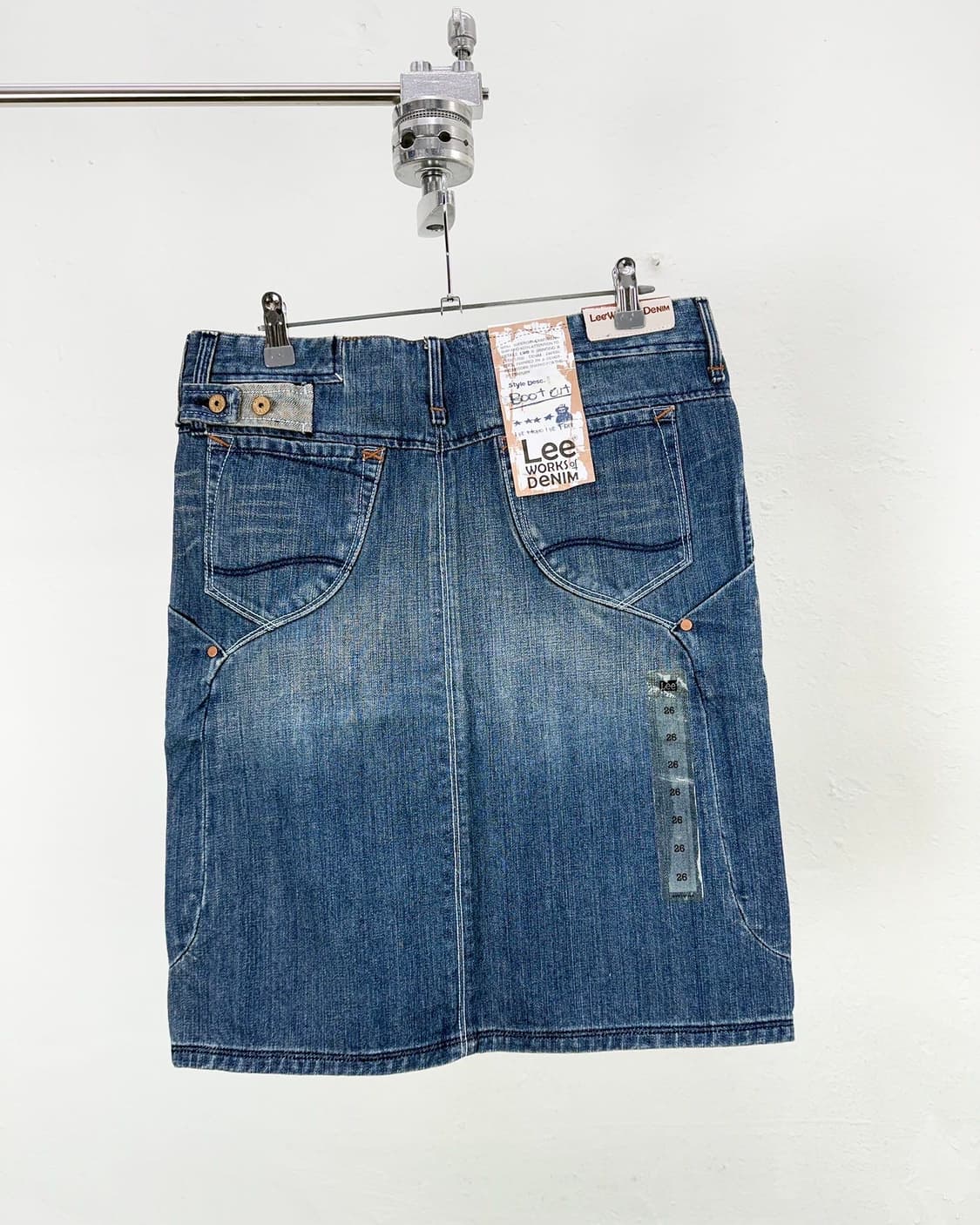 리 라이트 블루 캣워싱 부츠 미디 데님 스커트 상품이미지4