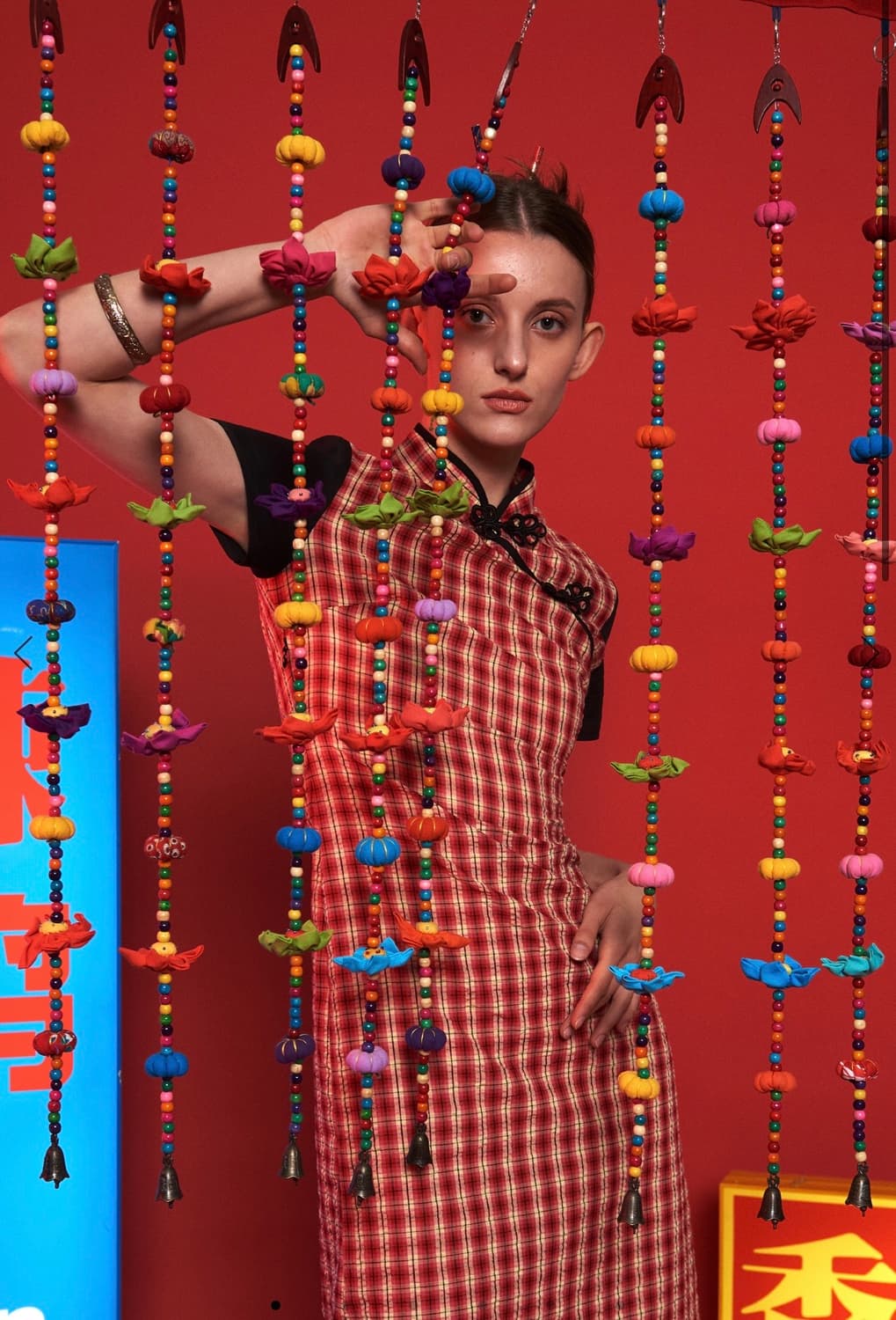 [새상품] 스컬프터 Plaid Folksy Maxi Dress Red 상품이미지1