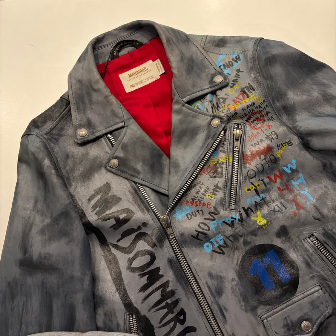 [M] 마하그리드 램스킨 양가죽 페인팅 레더 자켓 D619 상품이미지3