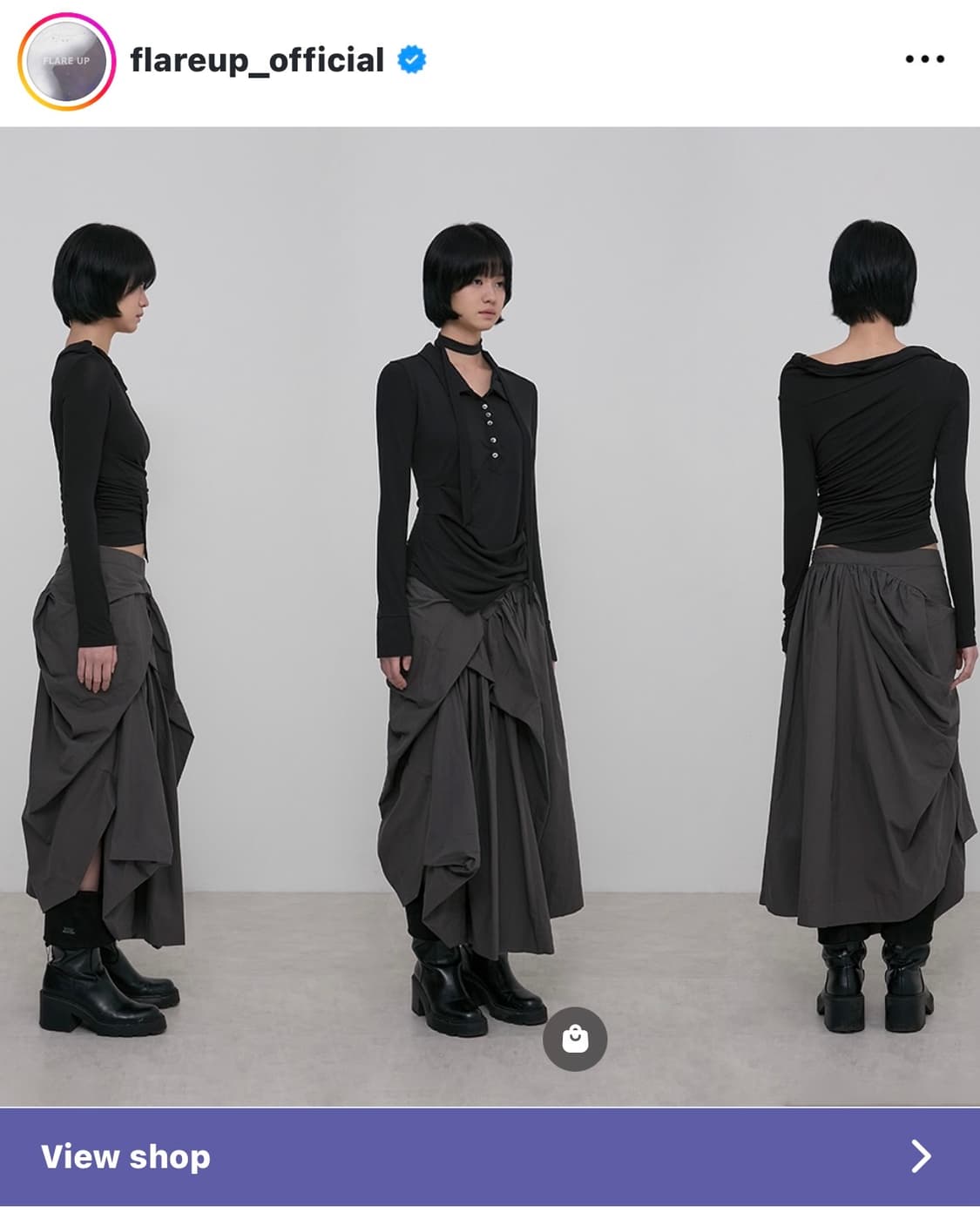 플레어업 드레이프드 레이어드 롱스커트 상품이미지2