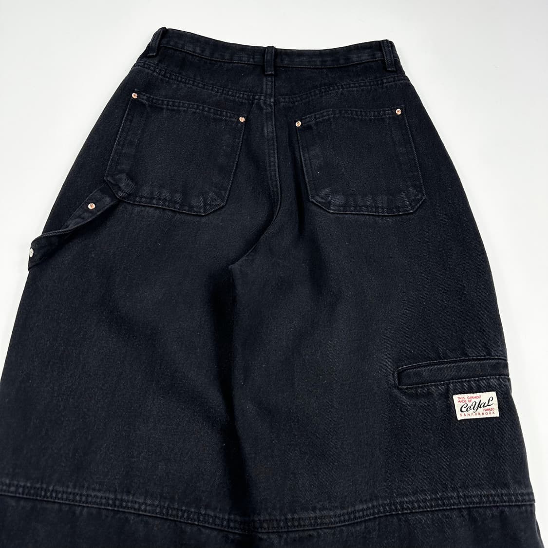 26 VTG 빈티지 여성 와이드 벌룬핏 흑청 카펜터 데님팬츠 상품이미지4