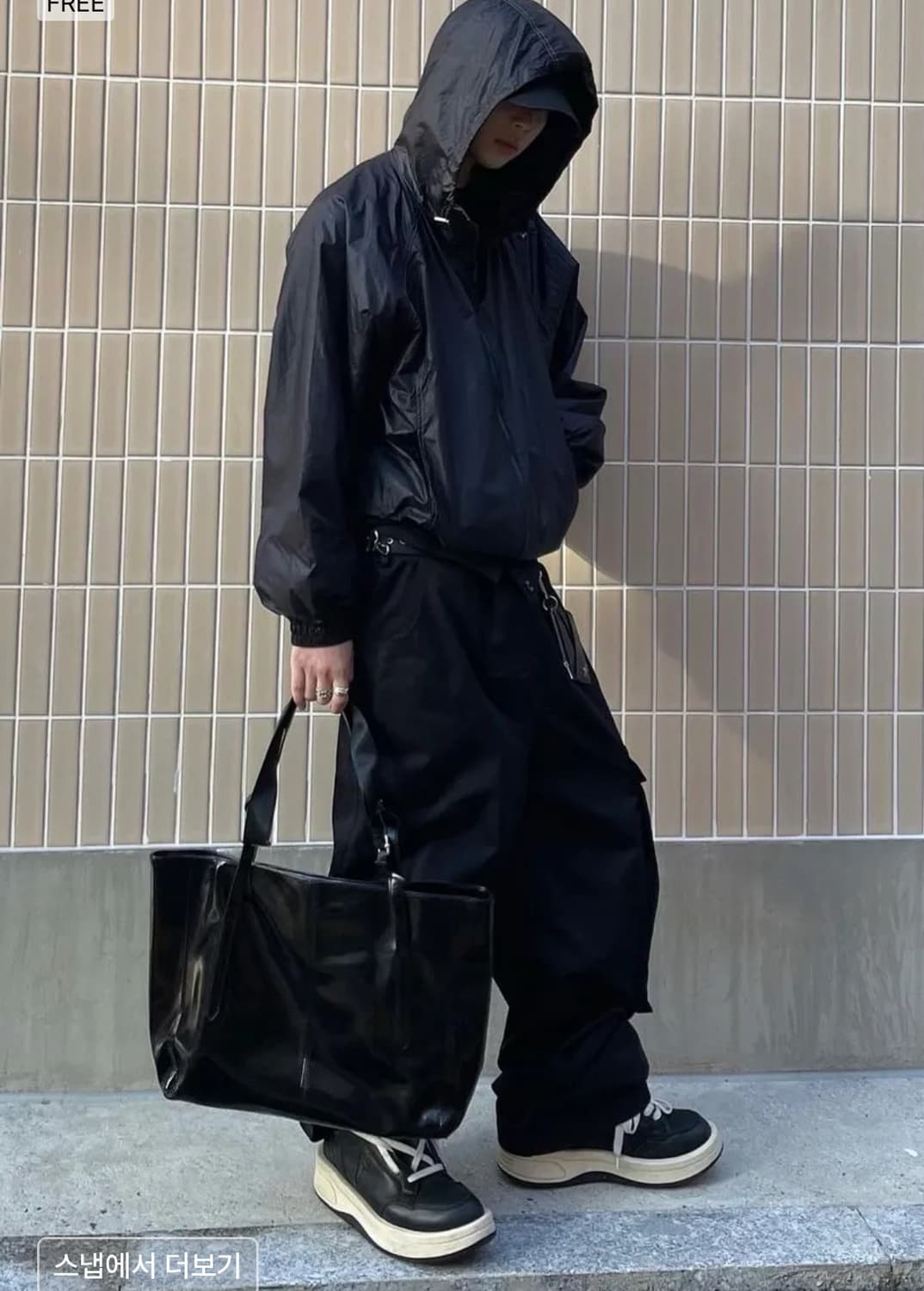 레더리 글로시 투웨이 쇼퍼백 블랙  상품이미지4