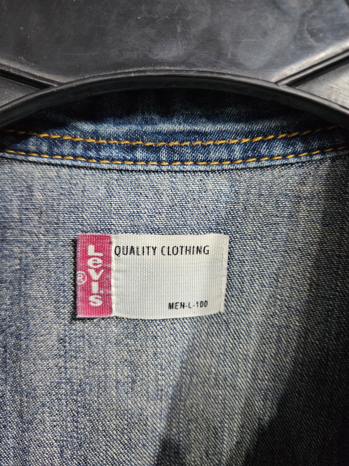 리바이스 블루 남성 100 데님 반팔셔츠  상품이미지3