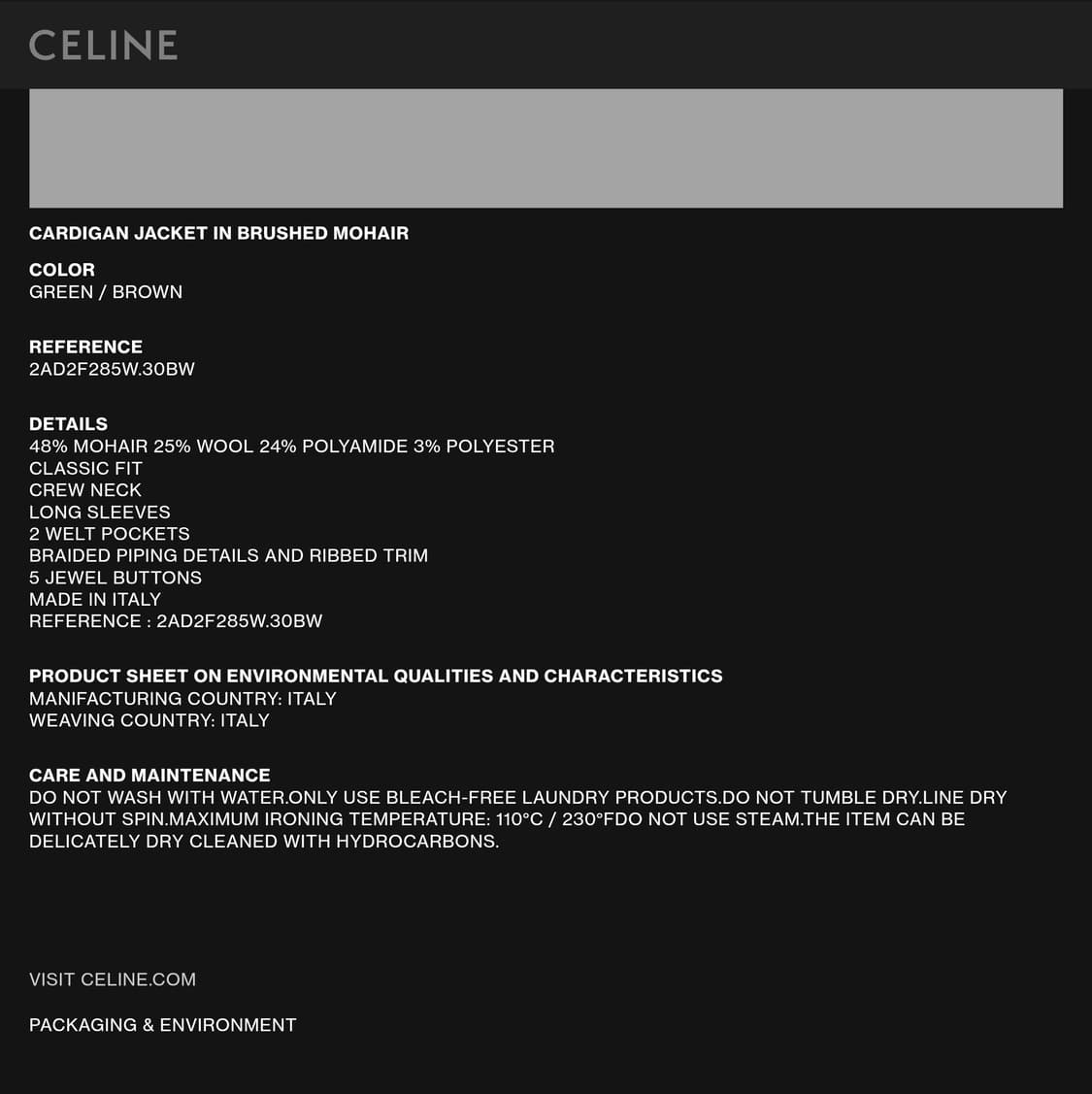 [진구지유타 착용] 셀린느 한정판  SS24 브러쉬드 모헤어 가디건 XS 상품이미지4