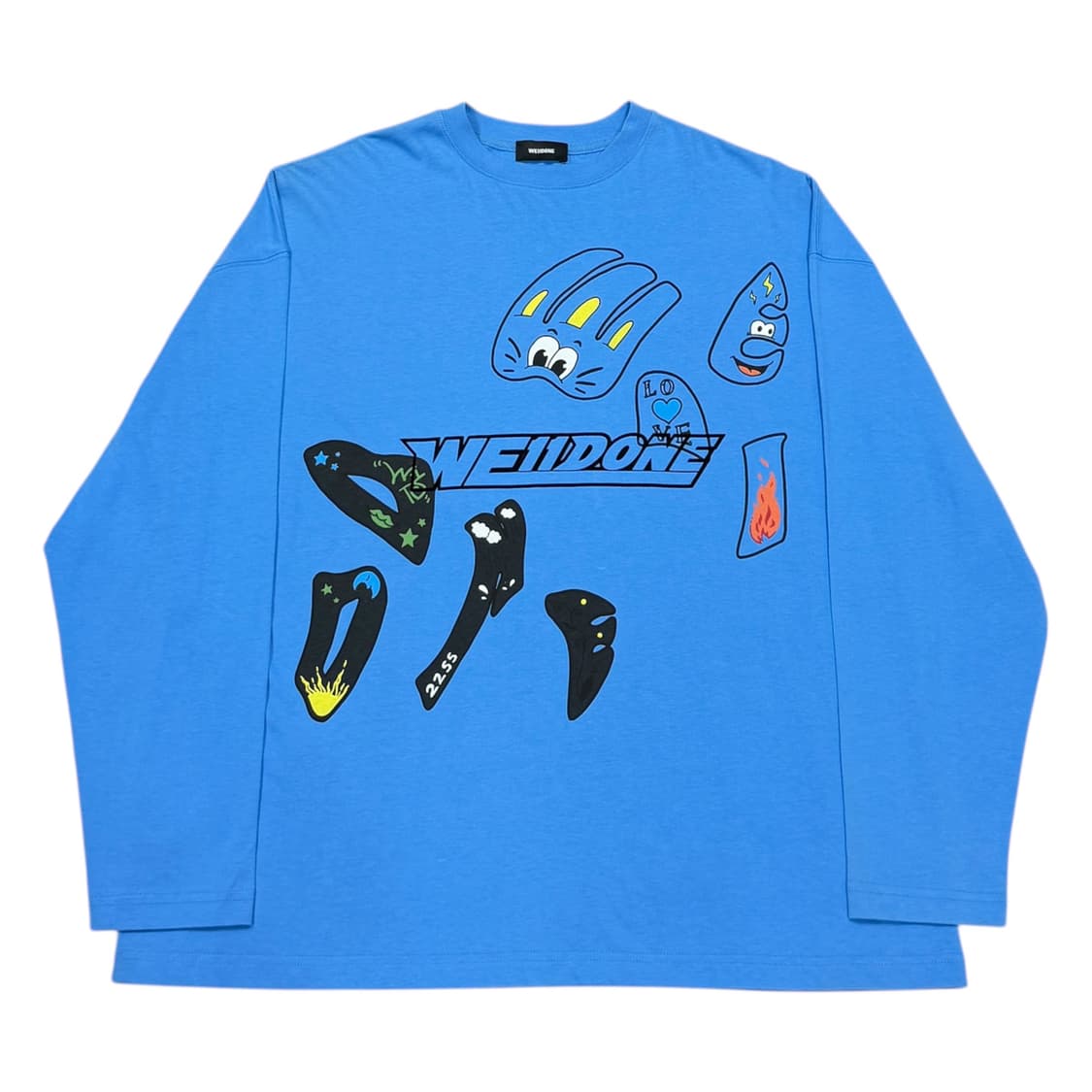 WE11DONE 웰던 블루 프린팅 롱슬리브 긴팔티 블루 상품이미지1