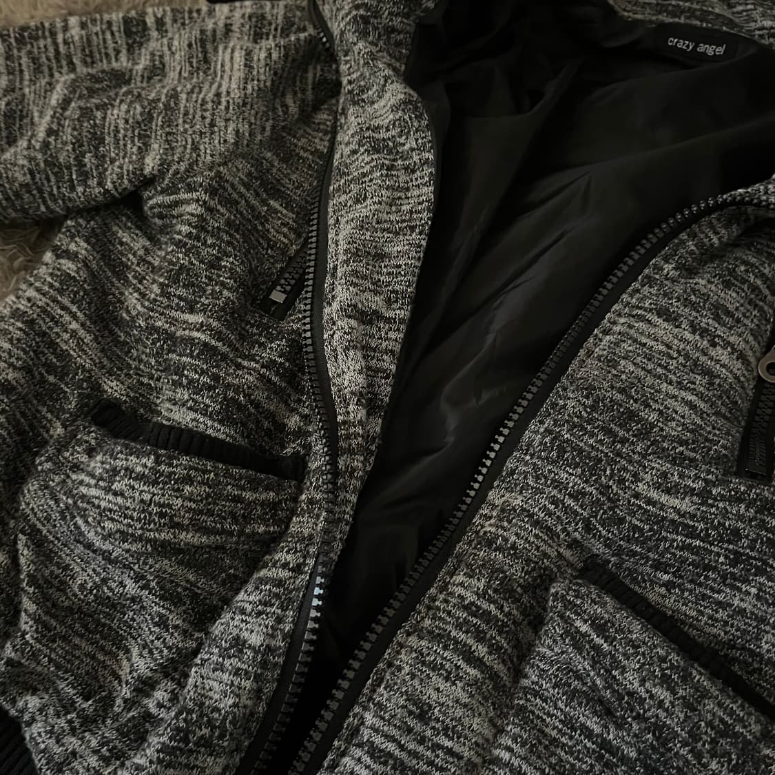 crazy angel 차콜 배색 아우터 상품이미지2