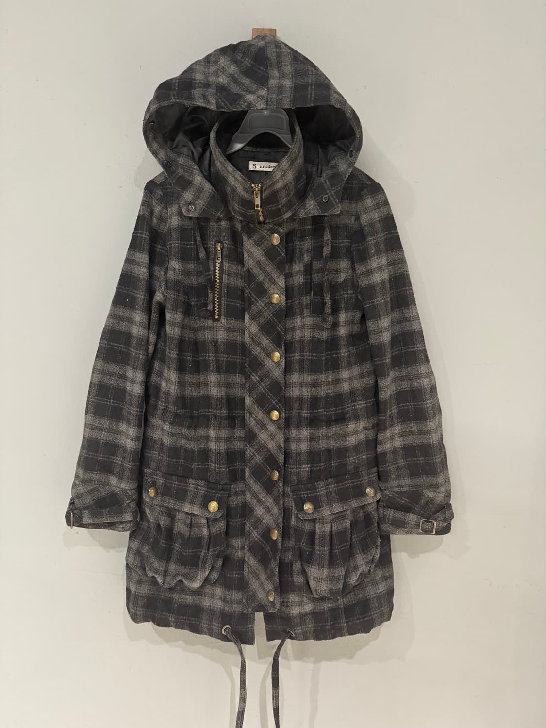 check pattern pocket detail hood coat 상품이미지4