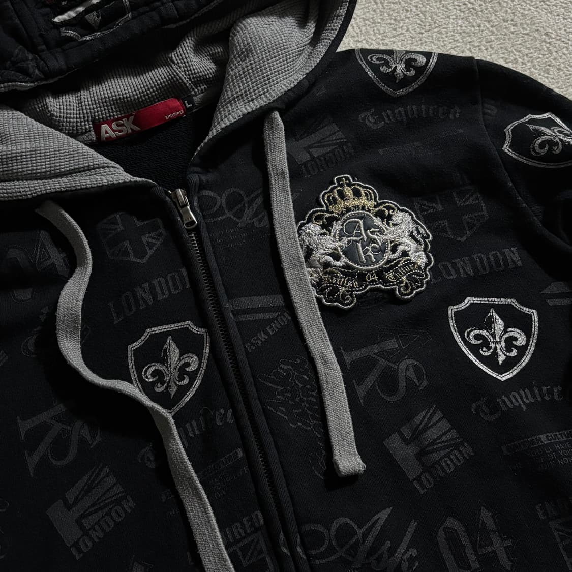 빈티지 올드스쿨 ASK 블랙 y2k 후드집업 상품이미지2