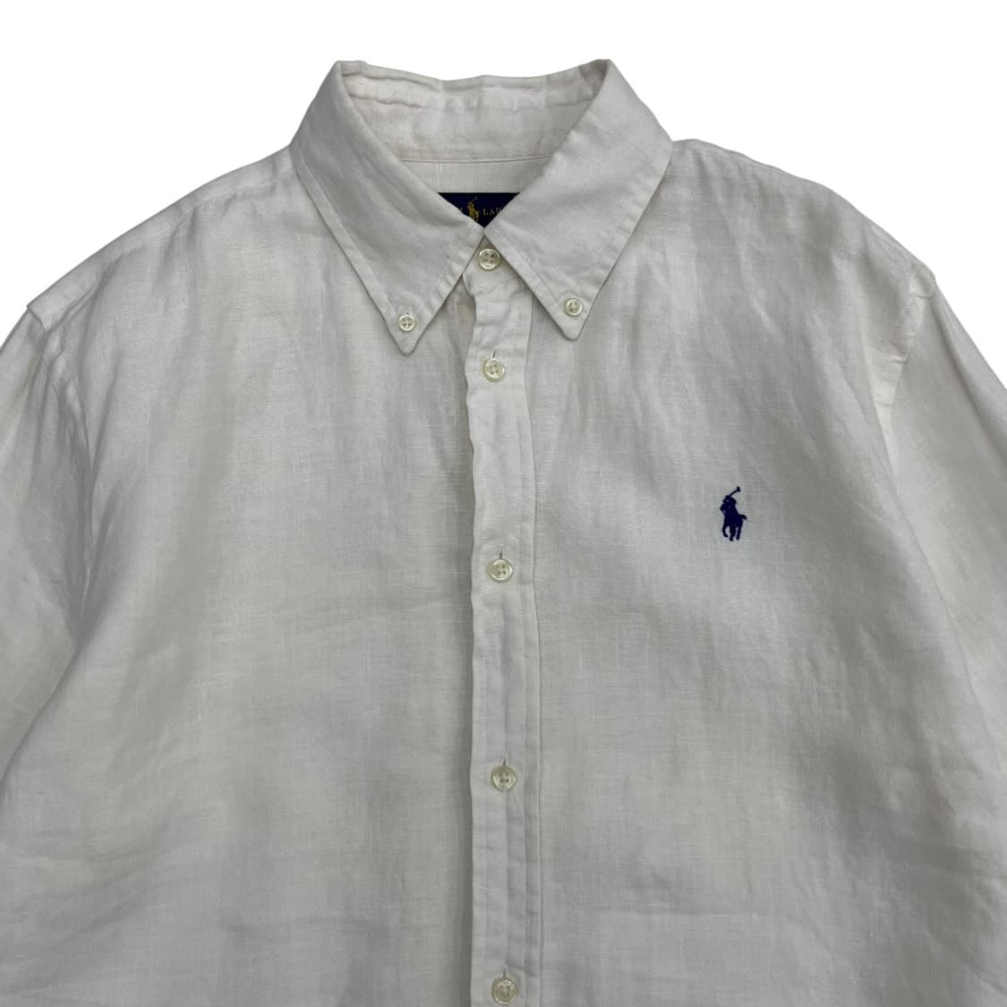 폴로 랄프로렌 네이비포니 화이트 린넨 셔츠 L 상품이미지4