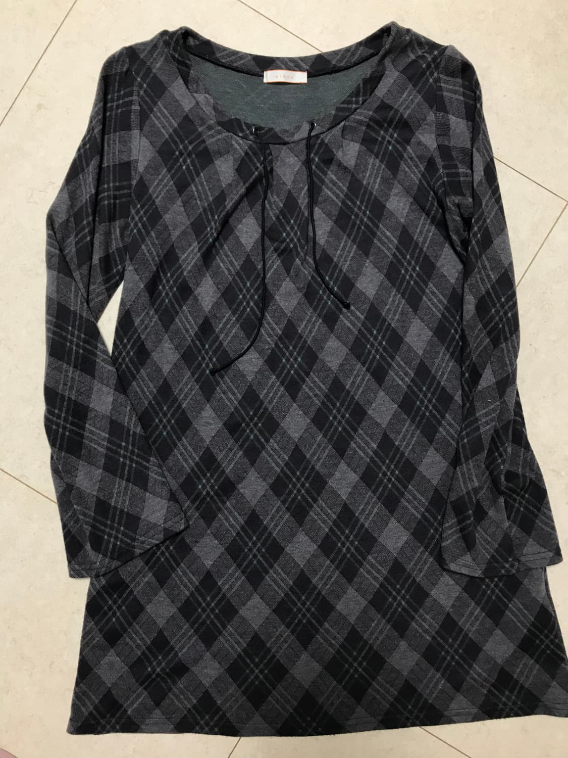 빈티지 체크 롱티셔츠 슈가슈가룬깔시 상품이미지1