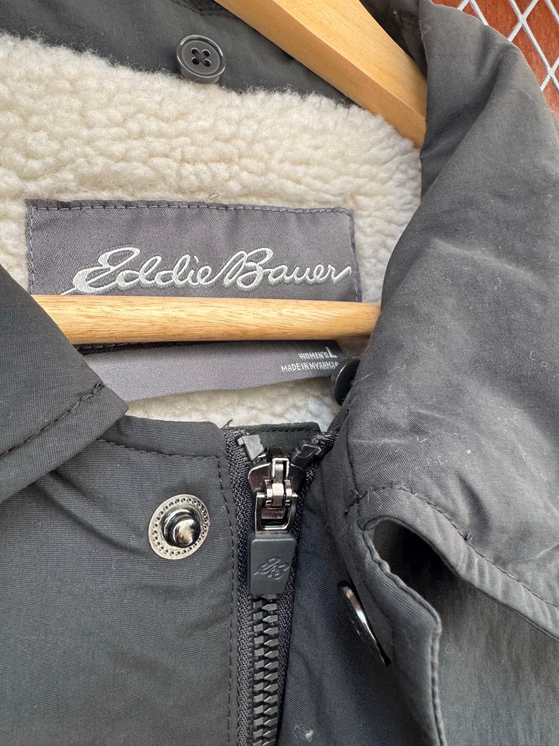 에디바우어 벨티드 카키 양모 롱 패딩 코트 자켓 L 상품이미지3