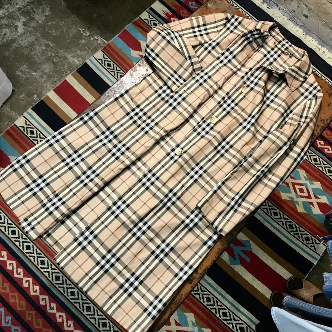 버버리 베이지 노바체크 싱글버튼 레인코트 여성 55 66 사이즈 상품이미지4