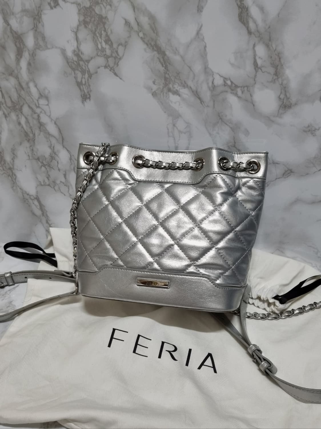 페리아 실버 체인 백팩 상품이미지2