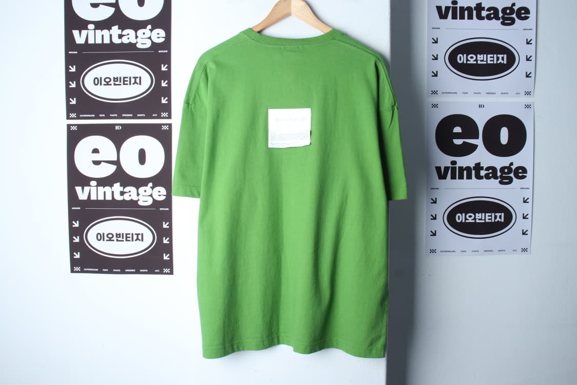 (L-2XL) 언어펙티드 반팔 티셔츠 오버핏 그린 올드스쿨-H32027 상품이미지5