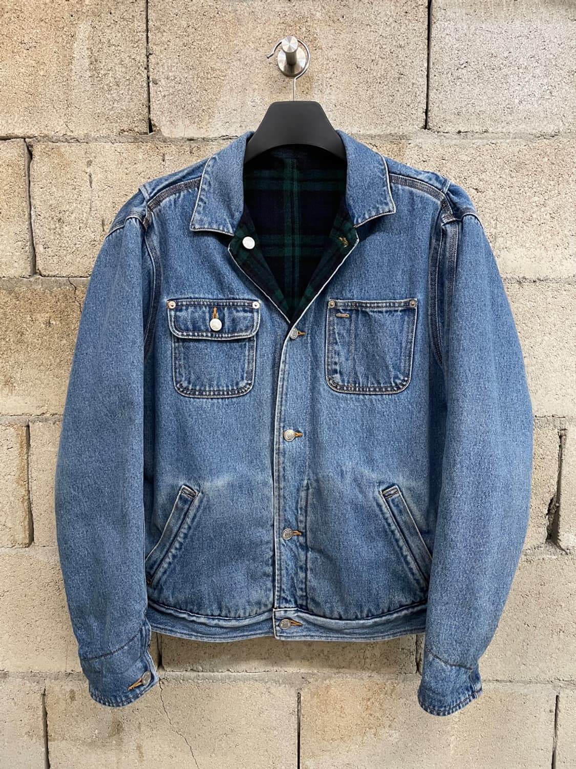 80s 폴로 랄프로렌 리버시블 타탄 체크 데님 자켓  상품이미지6