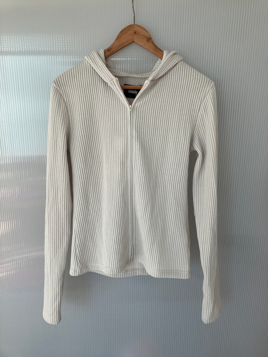 스웨이드 후드 립 집업 라이트 그레이 상품이미지1