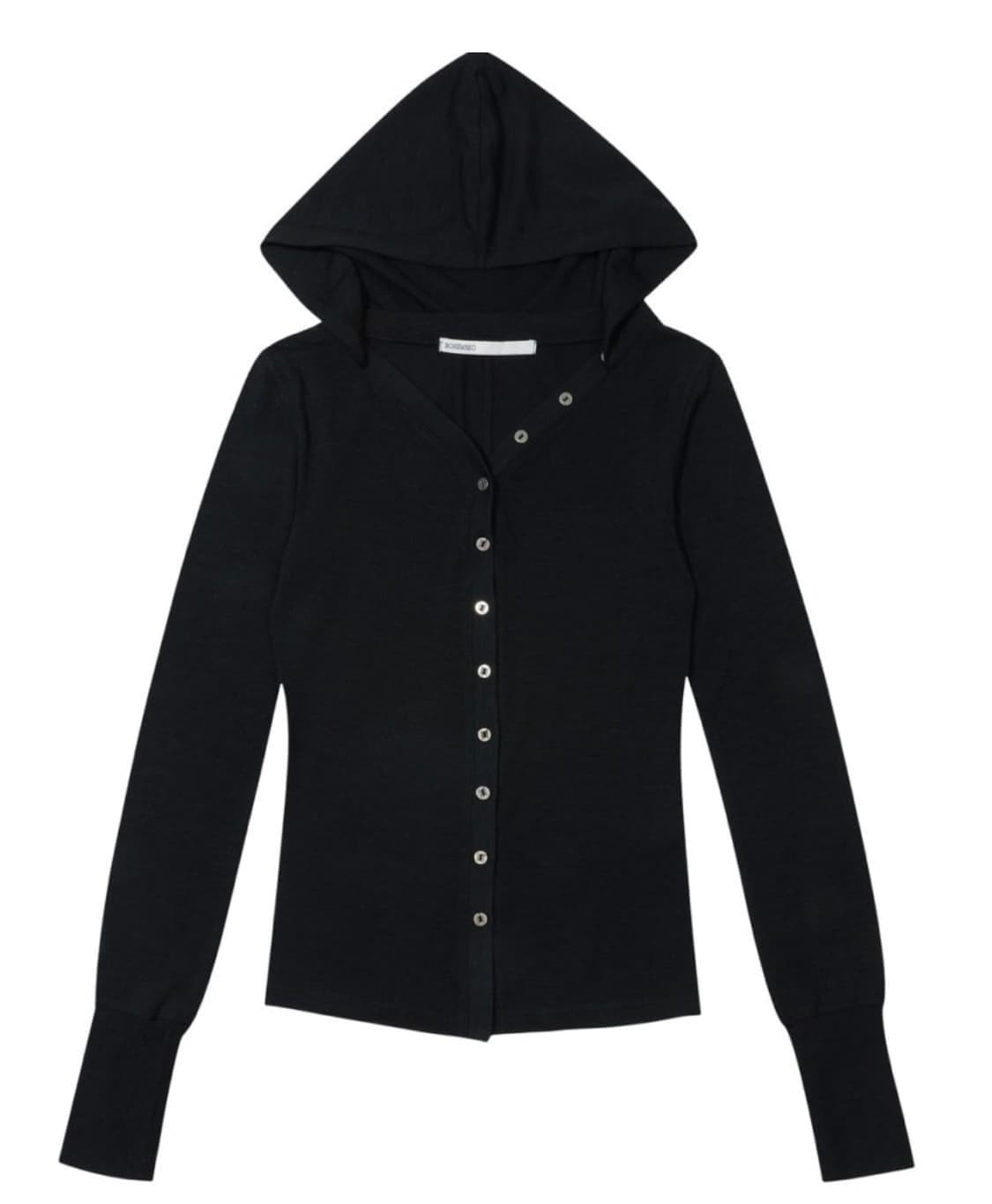 보헤미안 서울 후드 버튼 가디건 블랙 상품이미지1