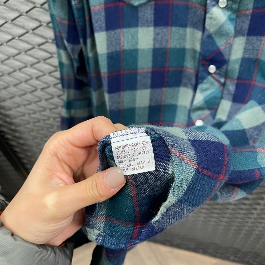 KR VINTAGE 울 체크 셔츠 웨스턴 스냅버튼 디테일 그린 상품이미지7