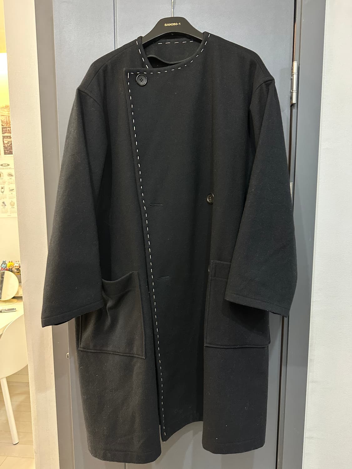 요지야마모토 스티치 울 코트 상품이미지3