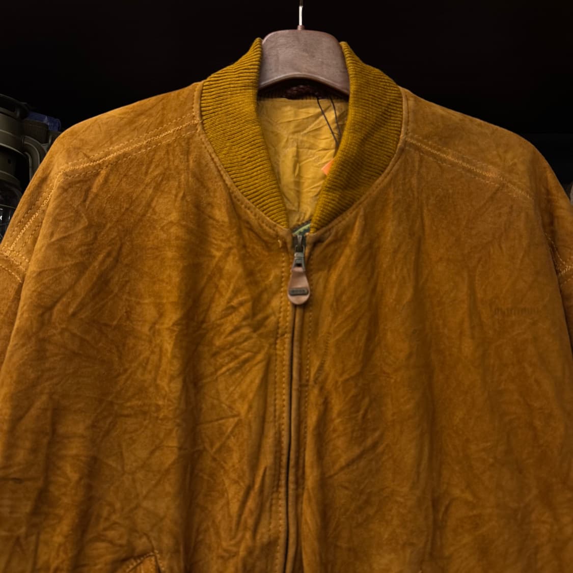 90s 휴고 보스 오리지널 리얼 레더 스웨이드 봄버 블루종 자켓 N242 상품이미지3