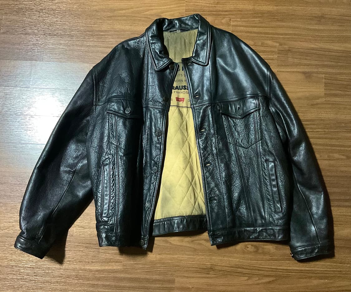 빈티지 리바이스 100% 소가죽 레더 트러커 자켓 상품이미지3